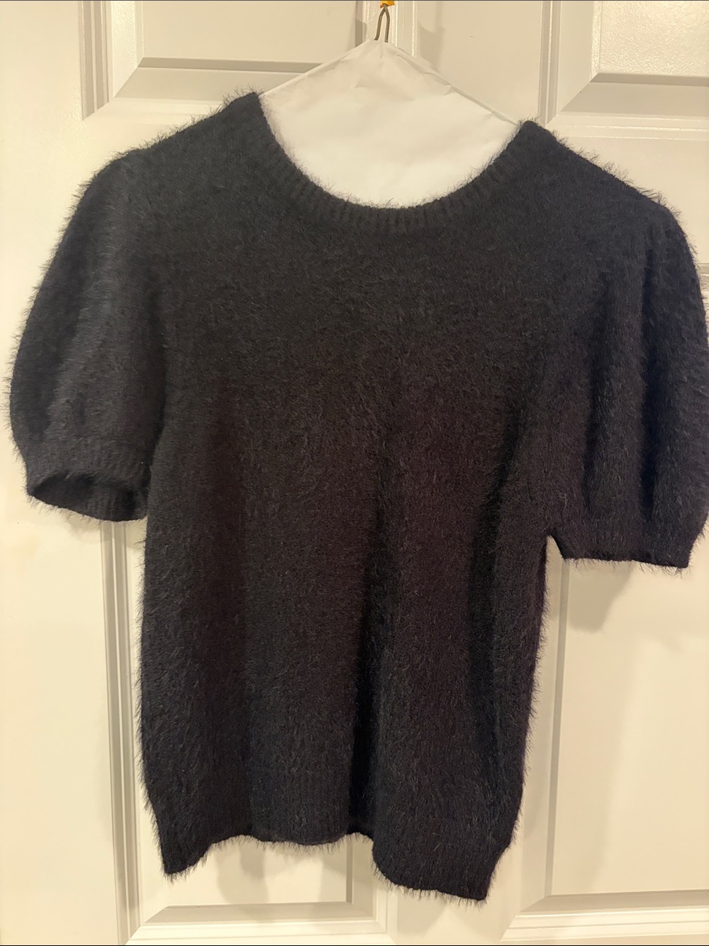The Reeds - Short-Sleeve Black Fuzzy Sweater
